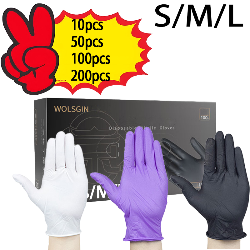 Medical Gloves - Luvas descartáveis ​​de nitrilo, 10/50/100/200 peças,
