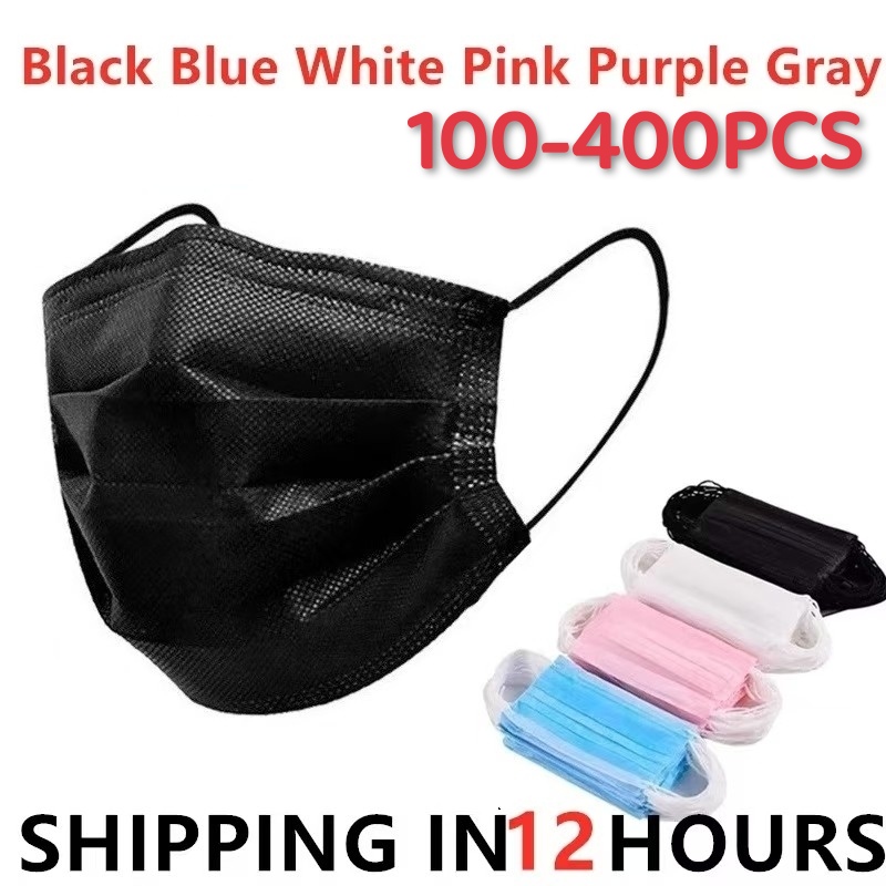 Surgical Mask - 100-400 unidades de máscaras pretas descartáveis,