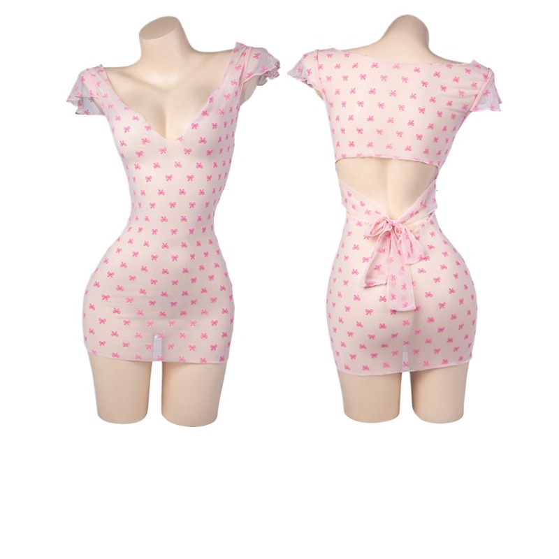 Sexy profundo v rosa tule ver  - Bandage avaliação e preço